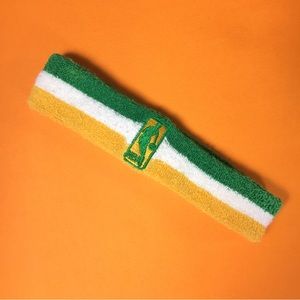 NBA Basketball Headband Preloved Vintage Green White Yellow One Size
